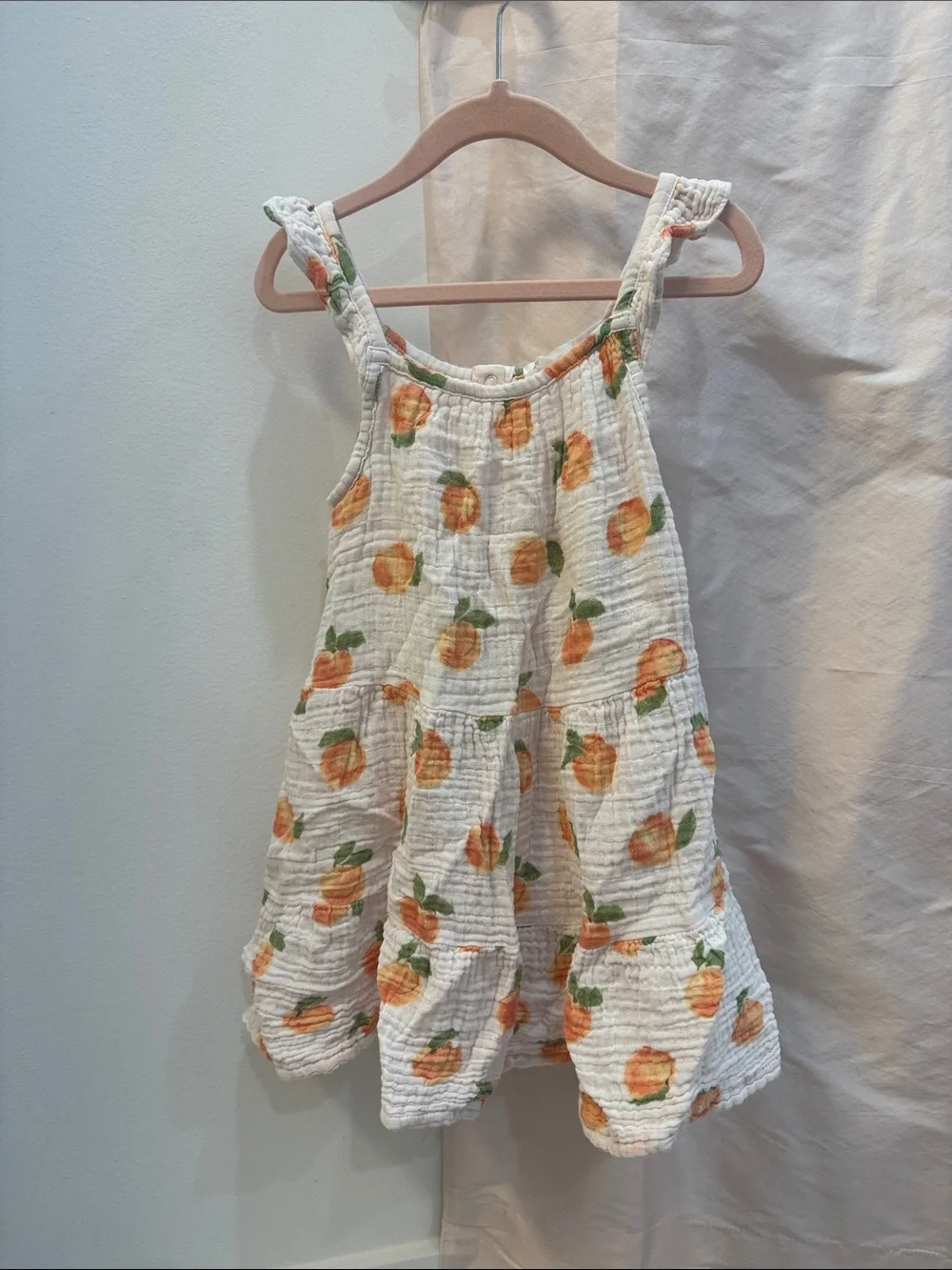 Angel Dear White Dress with Peach Print